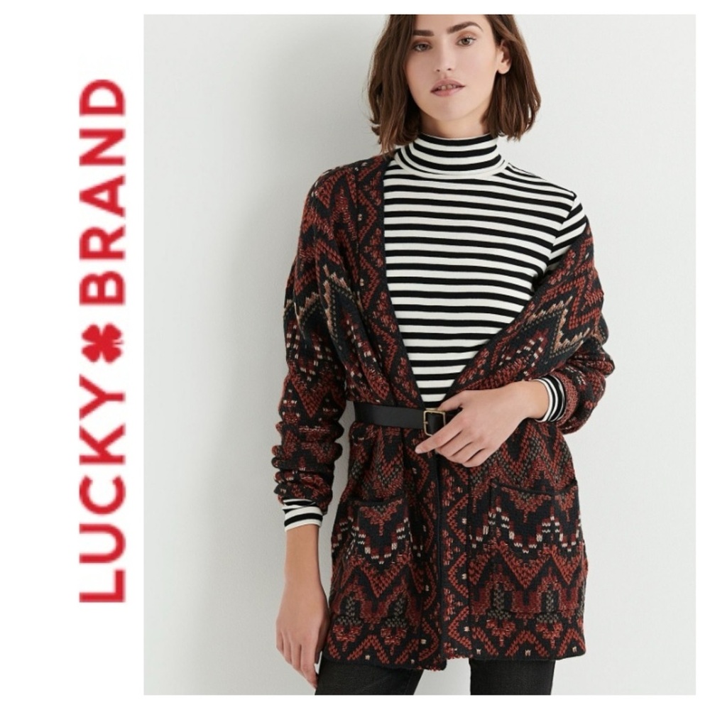 💵EUC Lucky Brand Long Ikat Cardigan Size Medium